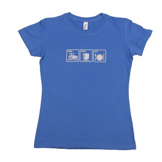T-shirt femme XL Farm Cook Eat Tom Press bleu sérigraphie grise